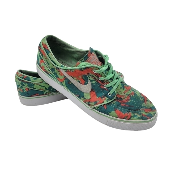 NIKE SB Stefan Janoski Lizard Camo Canvas Shoe Mens Size 9.5 Skateboard Green - Picture 1 of 9